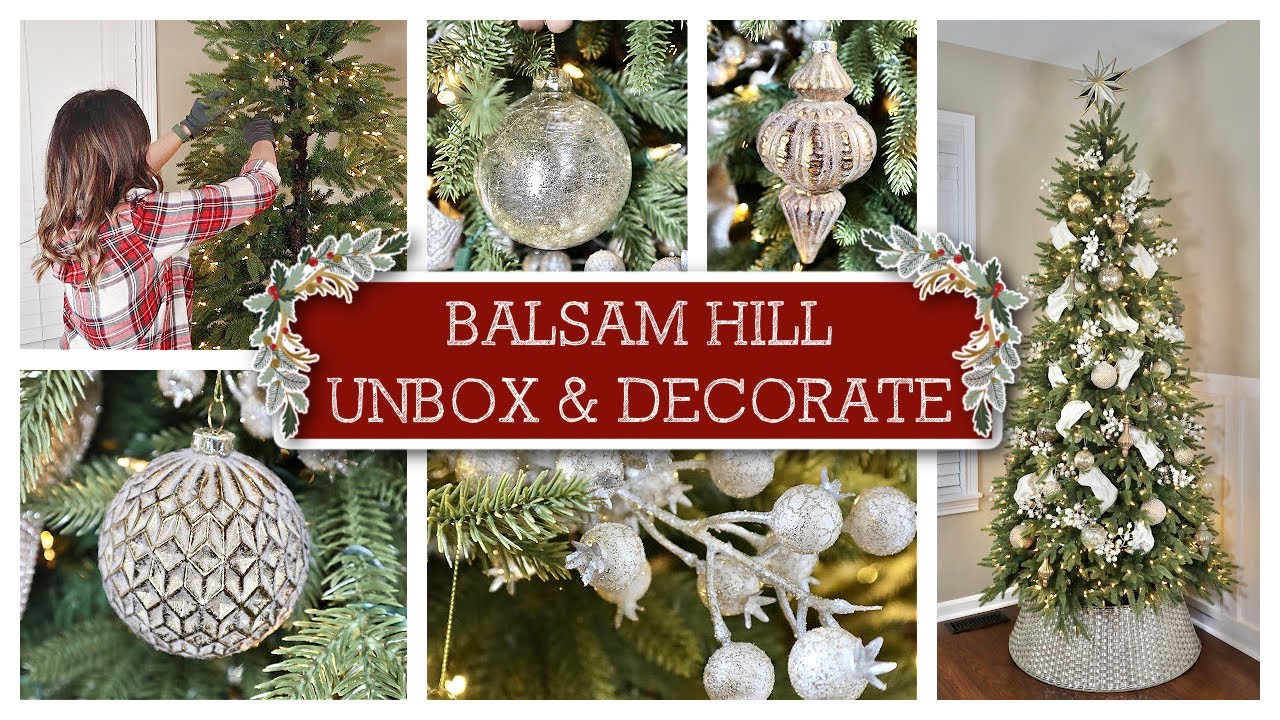 Распакуйте и украсьте вместе со мной | Balsam Hill Silverado Slim Christmas Tree, украшения, лент...