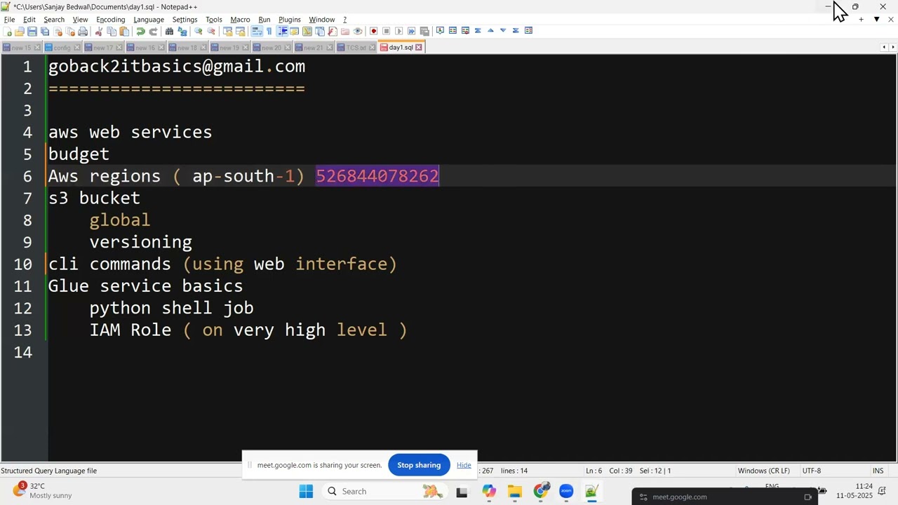 AWS Data Engineer Training Day 1: s3 versioning , cli commands , glue python shell job, IAM role