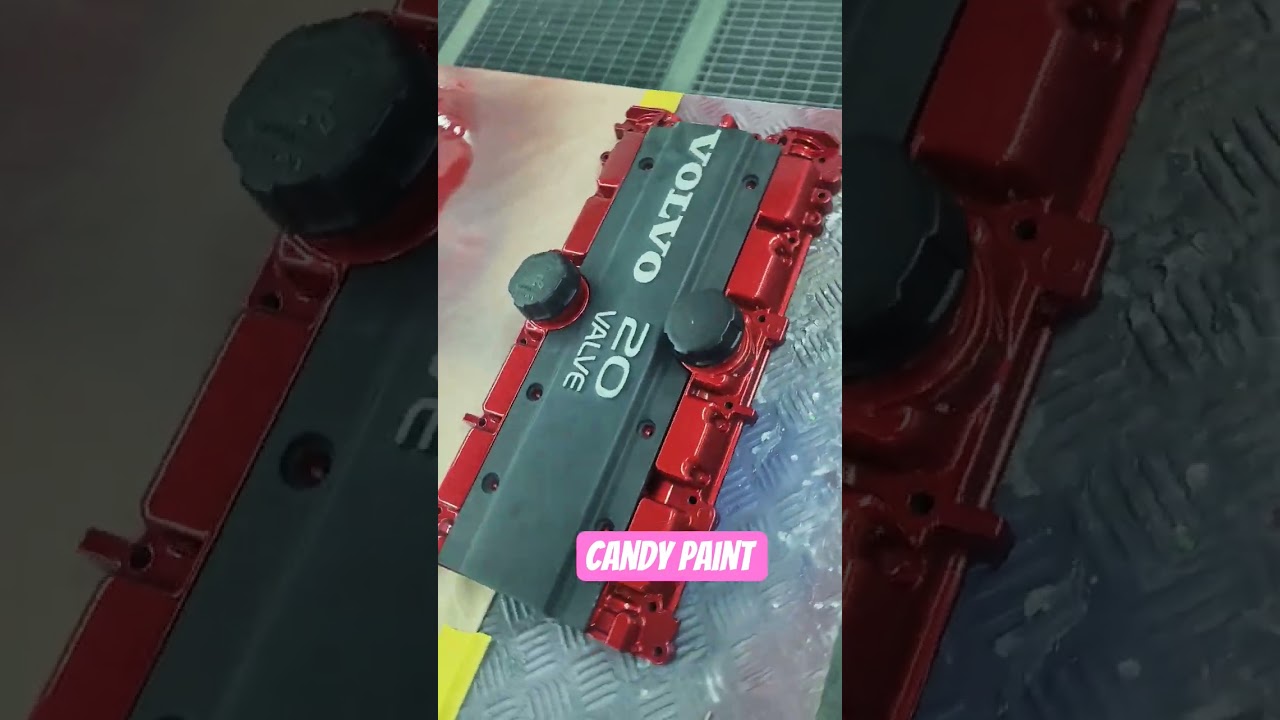 volvo 20 valve modified cam cover painted #volvo #20valve #modifiedcar #candypaint #camcover