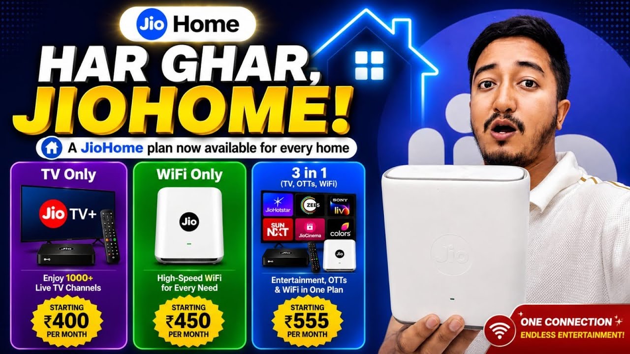 Jio Home New Plans 2026 | TV Only, WiFi Only & 3-in-1 Plans Explained | Har Ghar JioHome