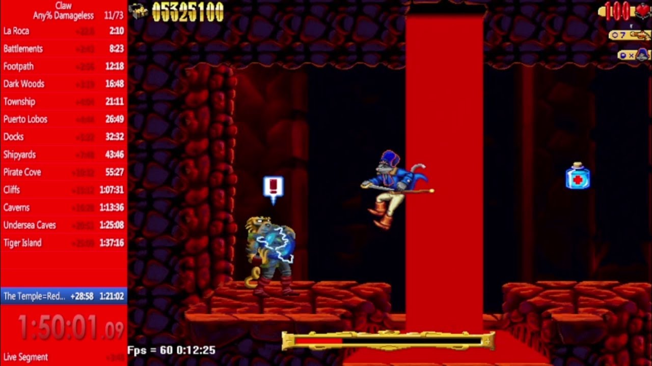 Captain Claw NO HIT RUN ANY% (Unsegmented) Any% Damageless World Record (Sub 2 hours) ¿FIRST EVER?