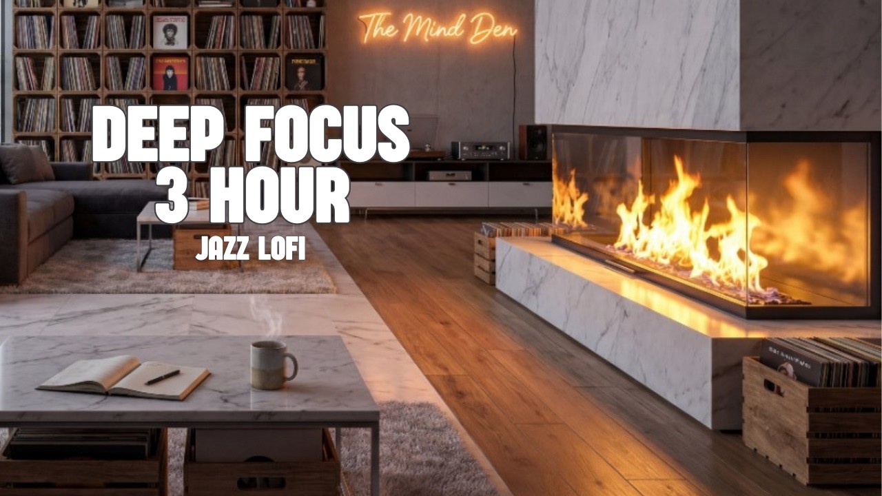 Snowy Jazz Lo-Fi (3 HOURS) — Deep Focus for Study, Work & Calm Productivity | The Mind Den