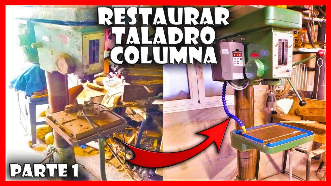 ✅ RESTAURACIÓN TALADRO de COLUMNA ANTIGUO | MOTOR TRIFÁSICO a MONOFÁSICO | PARTE 1 Pintura y Montaje