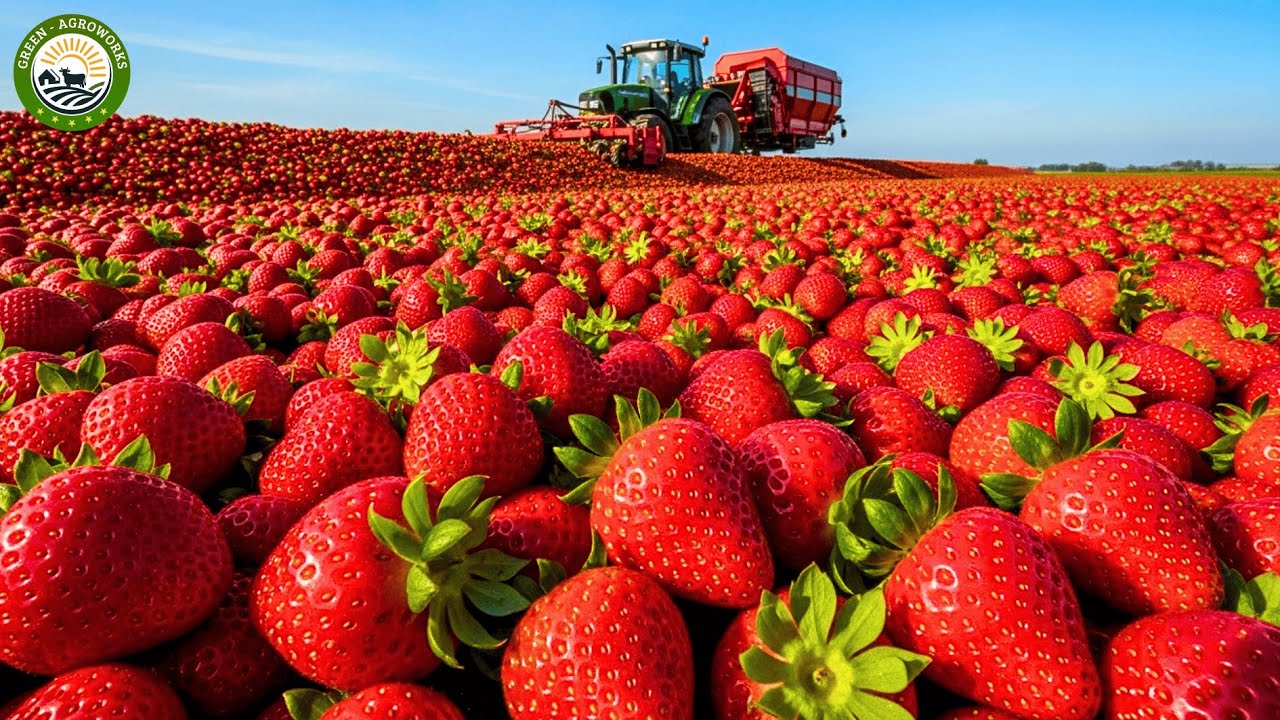 How American Farmers Harvest 9.2 Million Tons of Strawberries - Strawberries Harvesting Technology