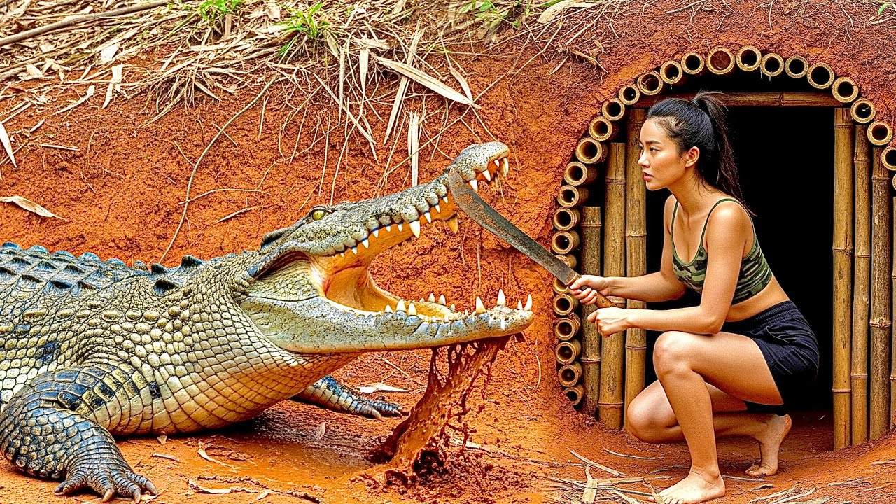 Young Girl Survives in The Jungle, Inadvertently Trespassing into The Territory of a Wild Crocodile