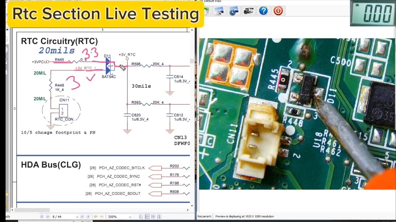 Rtc section Live testing !! rtc section in laptop motherboard #rtc #section