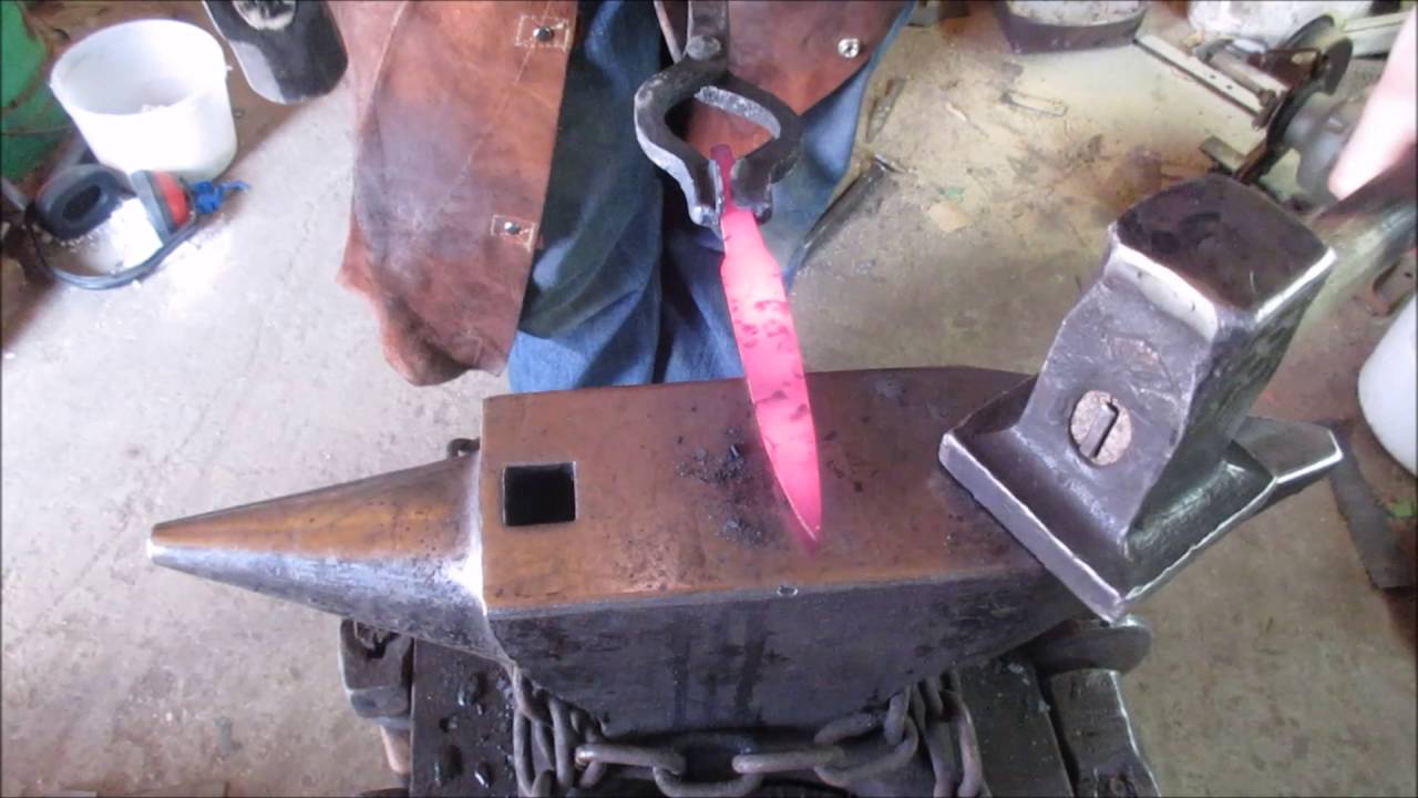 forging a norse inspired knife from scrap steel with engravings and a san mai construction