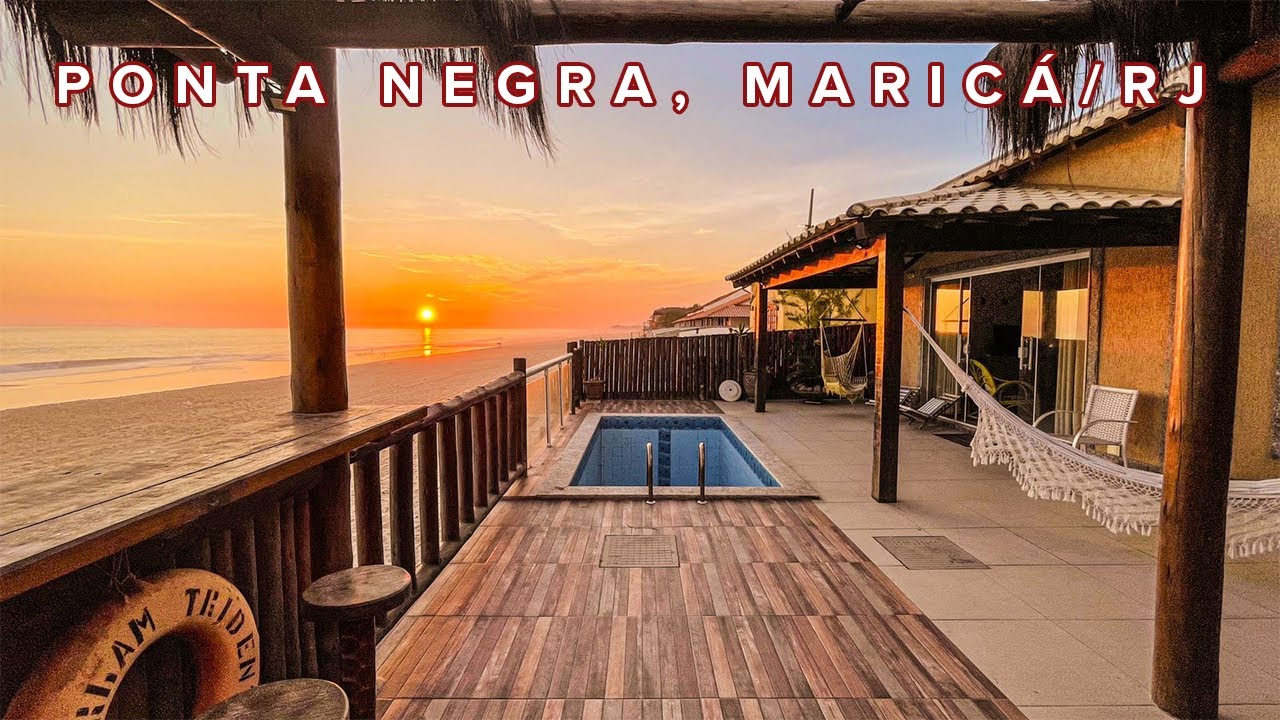 CASA DE PRAIA PÉ NA AREIA: VOCÊ VAI SE IMPRESSIONAR COM ESSE PÔR DO SOL EM PONTA NEGRA, MARICÁ/RJ