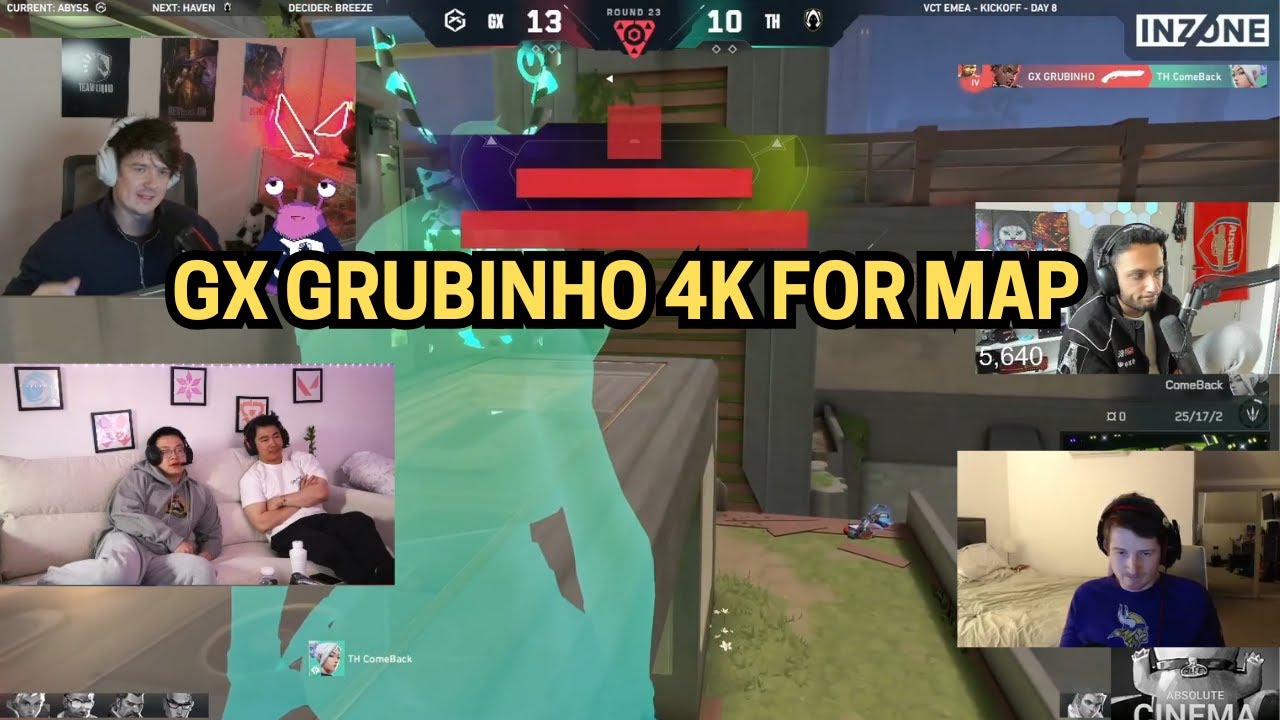 Valorant streamers GX Grubinho 4k to end the map