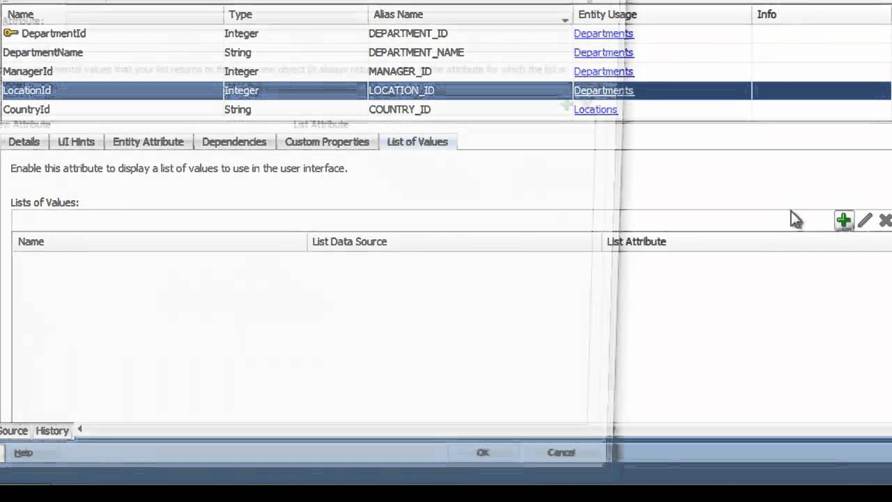 ADF-Dependent List of Values
