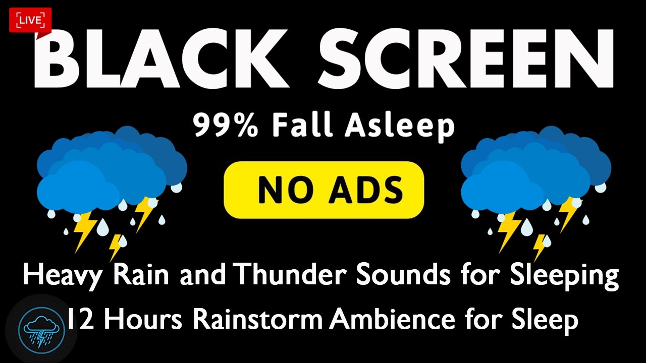 🔴 Heavy Rain and Thunder Sounds for Sleeping - Black Screen | Deep Storm Sounds for Better Sleep