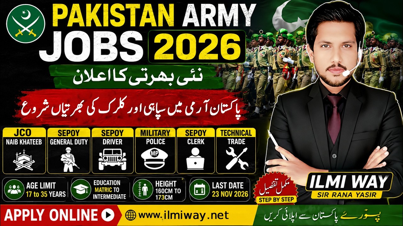 Pakistan Army Jobs 2026 | Join Pak Army 2026 | Sepoy, JCO Naib Khateeb, Clerk & Driver Jobs