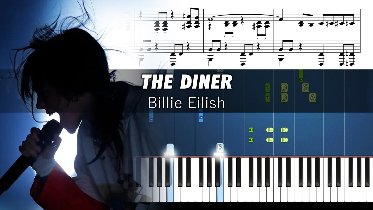 Billie Eilish - THE DINER - Piano Tutorial with Sheet Music