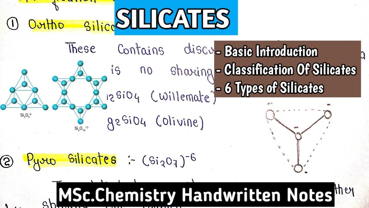 SILICATES || Basic + Classification - Ortho,Pyro,Cyclic Chain,Sheet & Thee Dimension Silicates #msc
