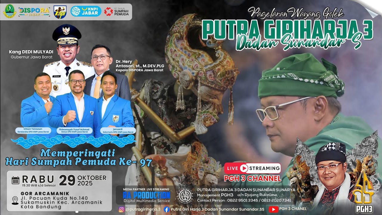 🔴Live Wayang Golek & KDM Dalam rangka memperingati Hari Sumpah Pemuda di Arcamanik Bandung