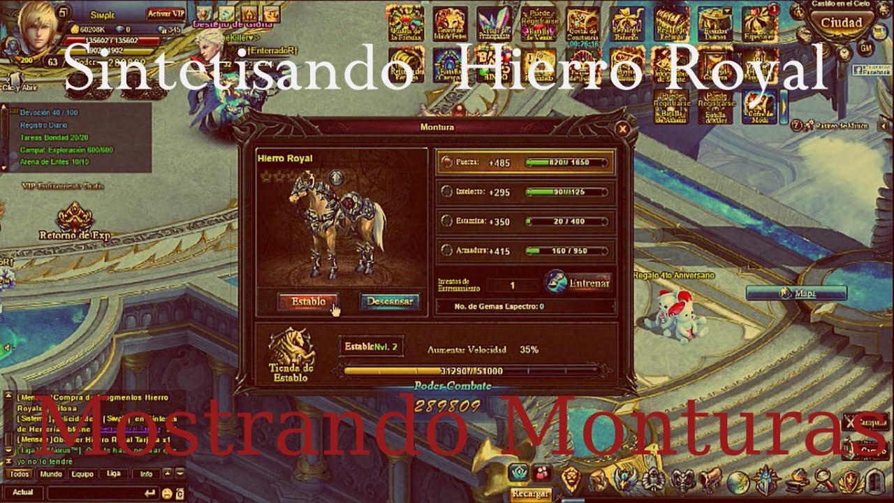 Legend Online Sintetisando Hierro Royal Y Mostrando Monturas