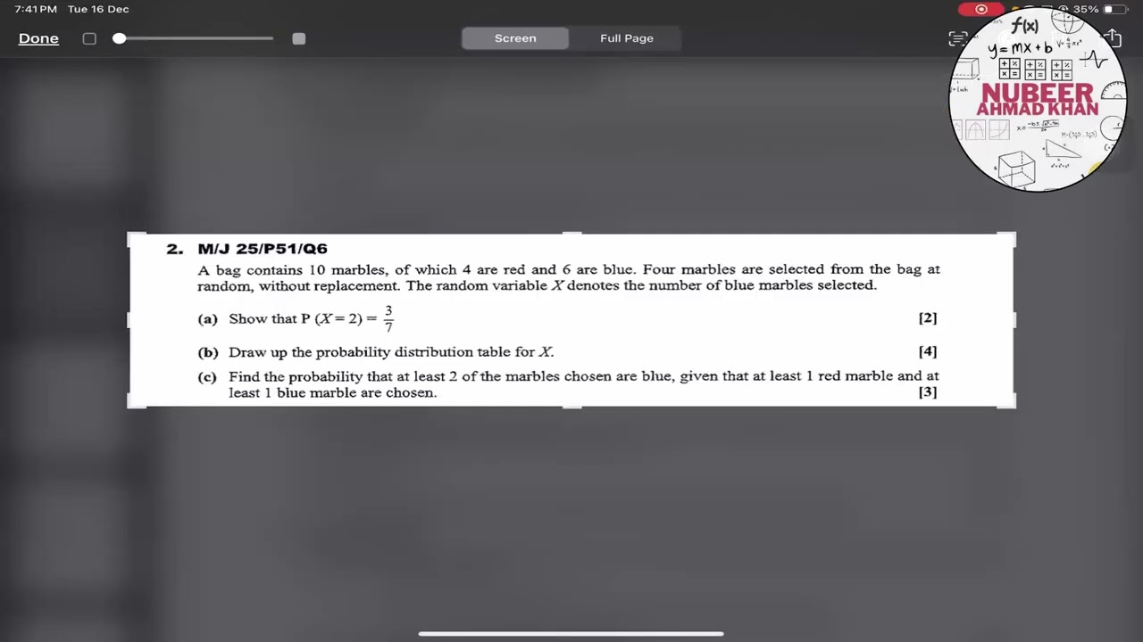 Probably Distribution | MJ2025 Past Paper Questions | S1 Statistics