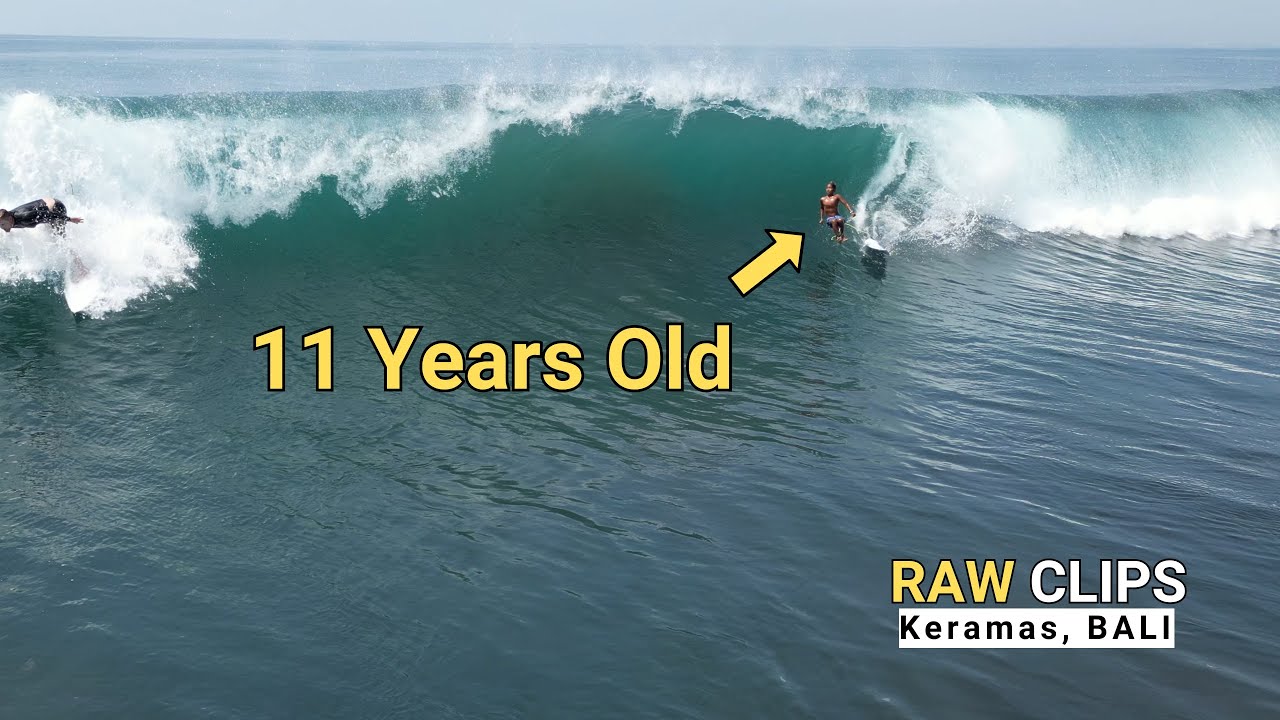 Grom 11 Years Old Surf MASSIVE WAVE !!(Opening Scene) I Surfing Keramas Bali