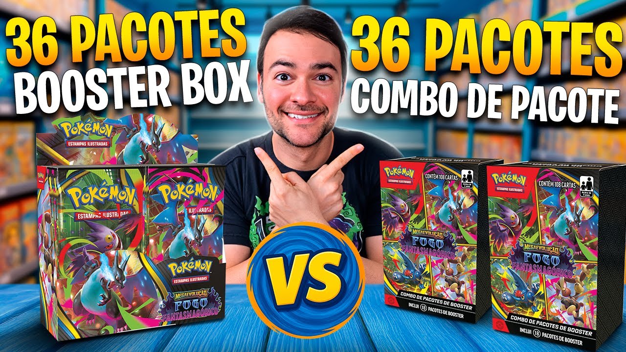 1 BOOSTER BOX vs 2 COMBO DE PACOTES de CARTA POKÉMON FOGO FANTASMAGÓRICO