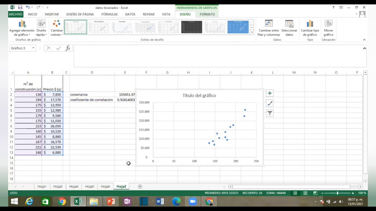 Datos bivariados en Excel