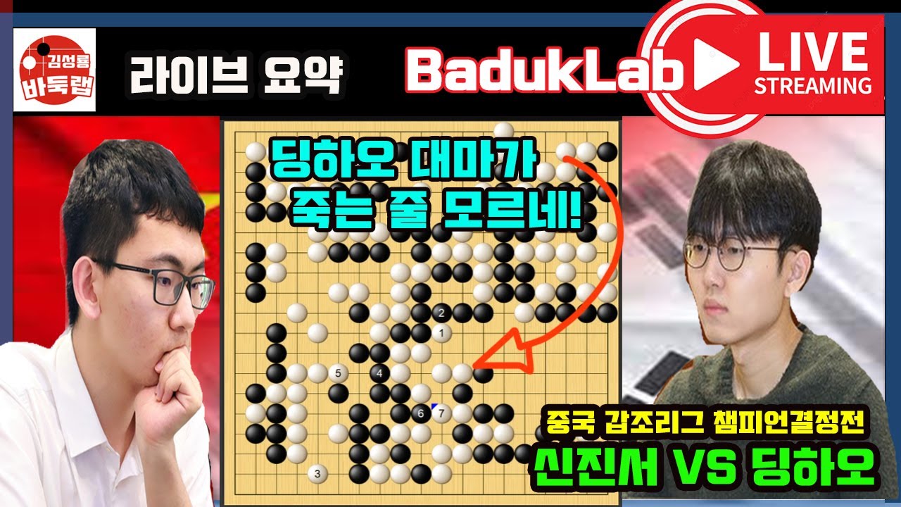 [신진서 라이브 요약] 딩하오 대마 죽는 줄도 모르네~ 중국 갑조리그 챔피언결정전 신진서 vs 딩하오 (2022.1.20) #김성룡바둑랩 #신진서 #중국갑조리그