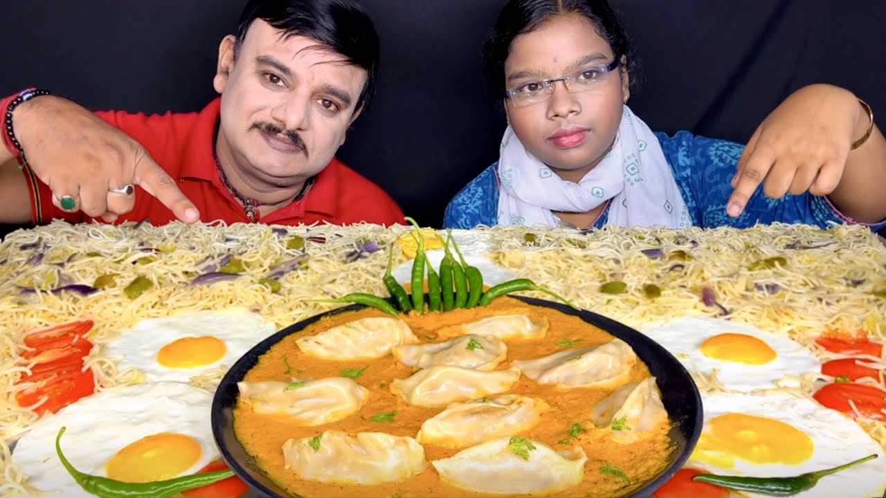 SPICY🔥🔥DESI CHOWMEIN EATING CHALLENGE|NEPALI JHOL MOMOS SUNNY SIDE UP EGG MUKBANG|#food#asmr#mukbang