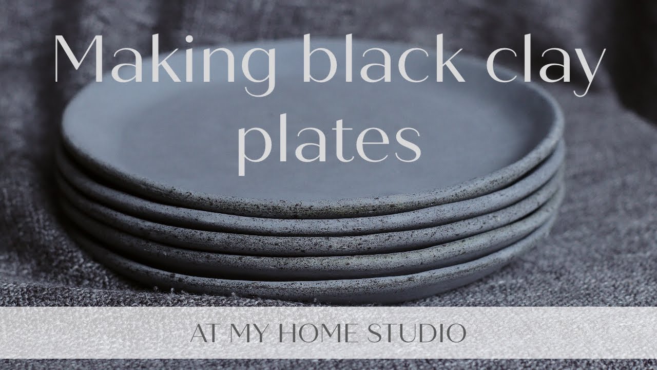 MAKING CERAMIC PLATES AT HOME STUDIO - using black stoneware clay 🖤