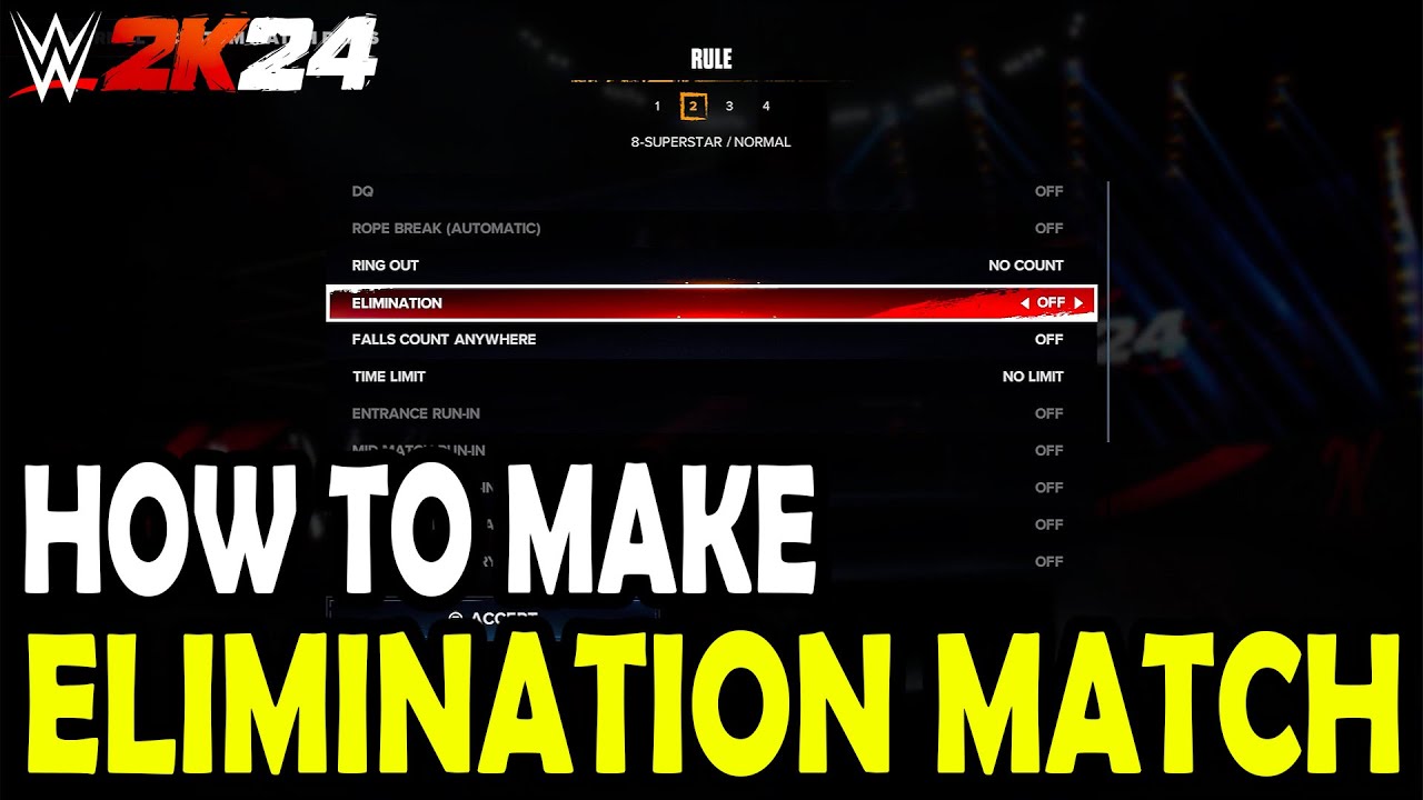 Как сделать матч на выбывание в WWE 2k24