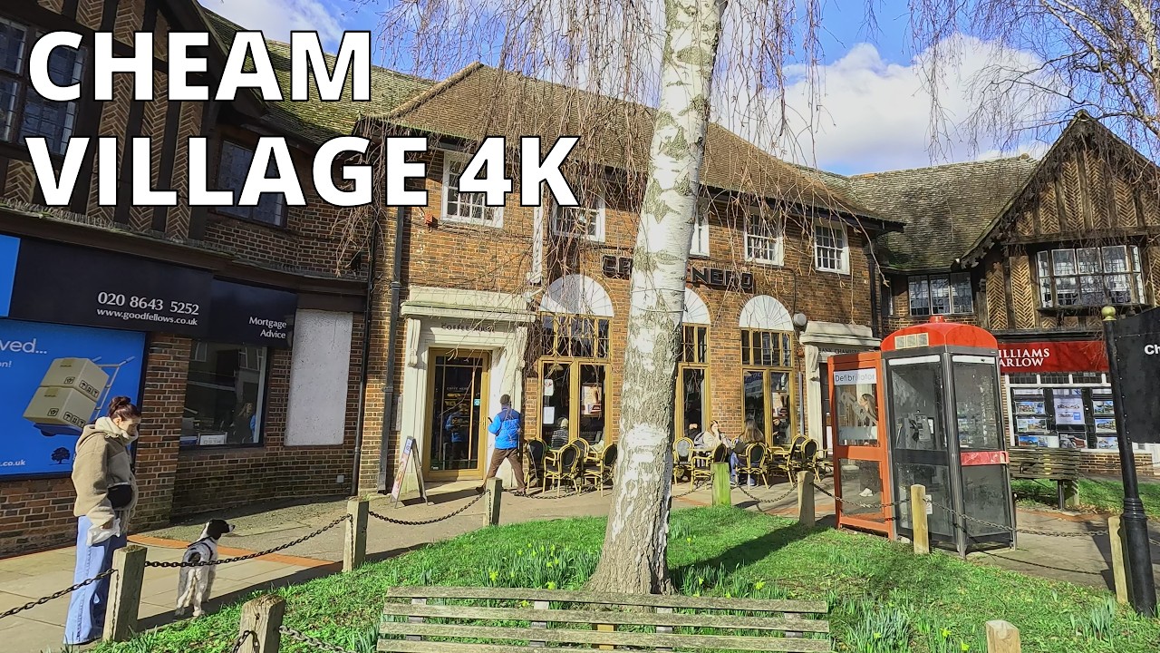 CHEAM, SUTTON, Town Centre Walk &ndash; Sunny Weekday in April / London SM3 &ndash; N123 [4K]