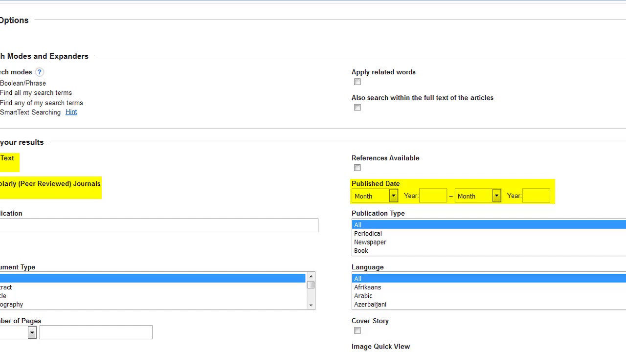 Ebsco- Advanced Searching