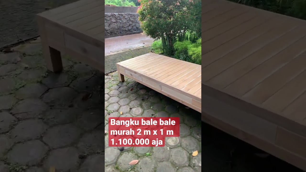 Bangku bale bale jati tanpa sandaran model rata