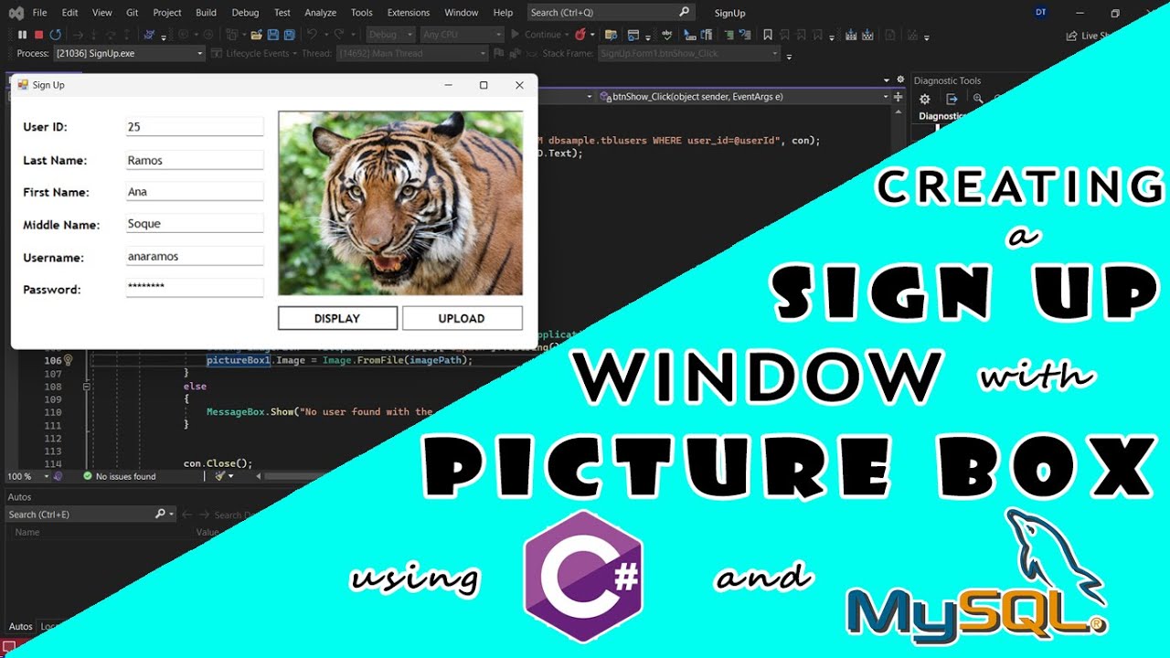 Creating a Sign Up Window with Picture Box Using C# and MySQL