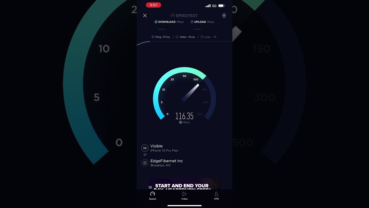 Visible 5G vs LTE Speedtest @ Home