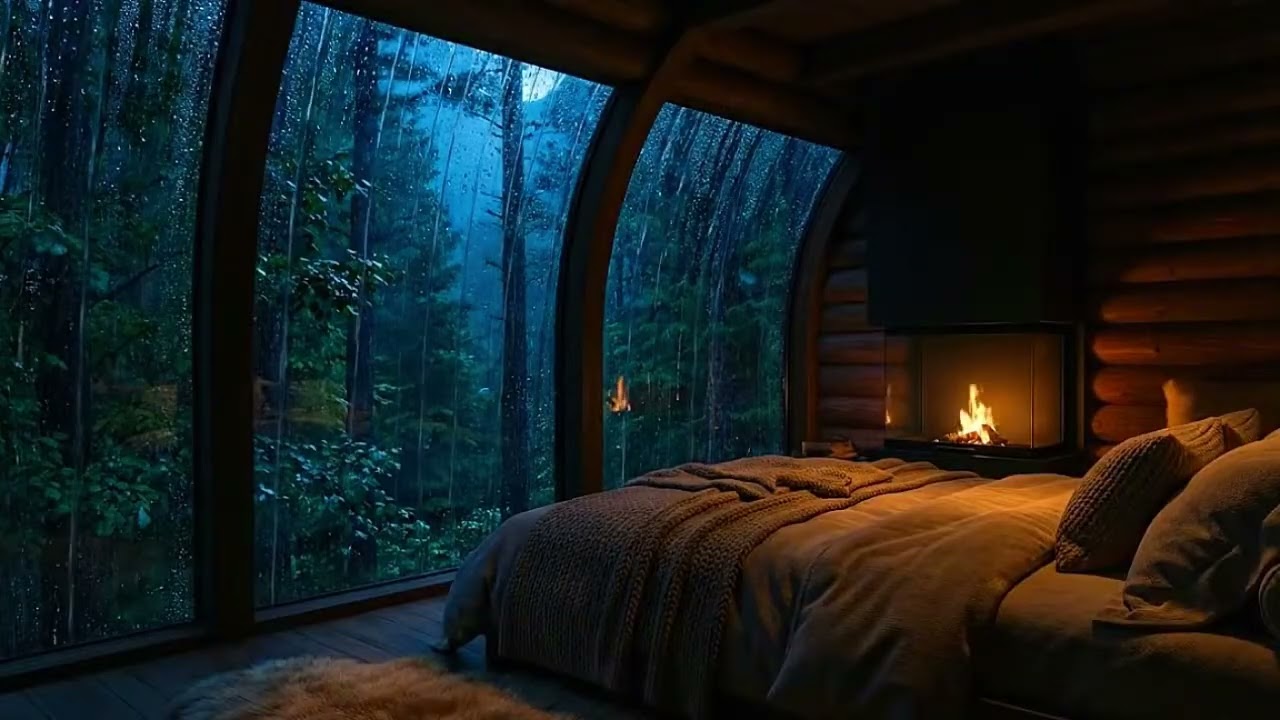Soothing Piano Music with Rainy Night - In the Warm Room Help You Relax and Sleep Soundly.