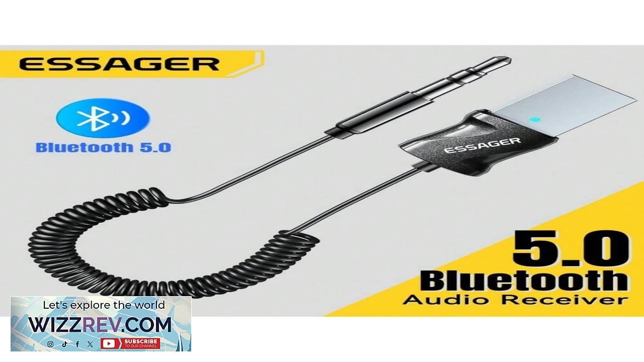 ESSAGER Car Bluetooth Adapter AUX To USB Bluetooth 5.0 Receiver Wireless Audio