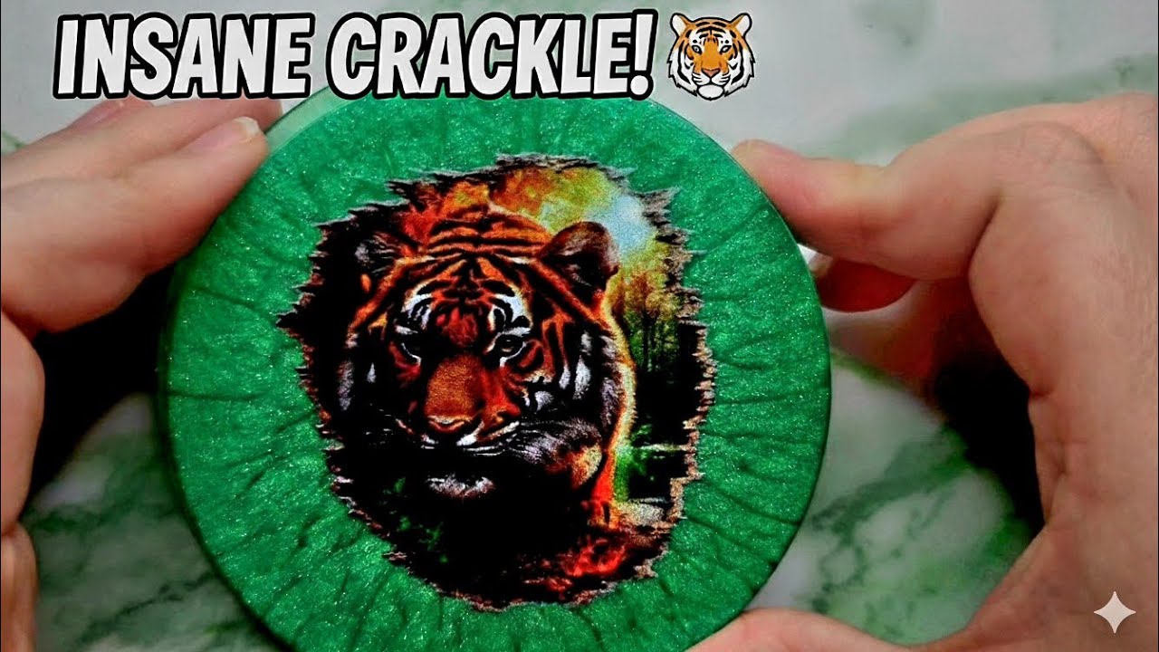 How to make Green Crackle Resin Coasters | Tiger Sticker Art Tutorial