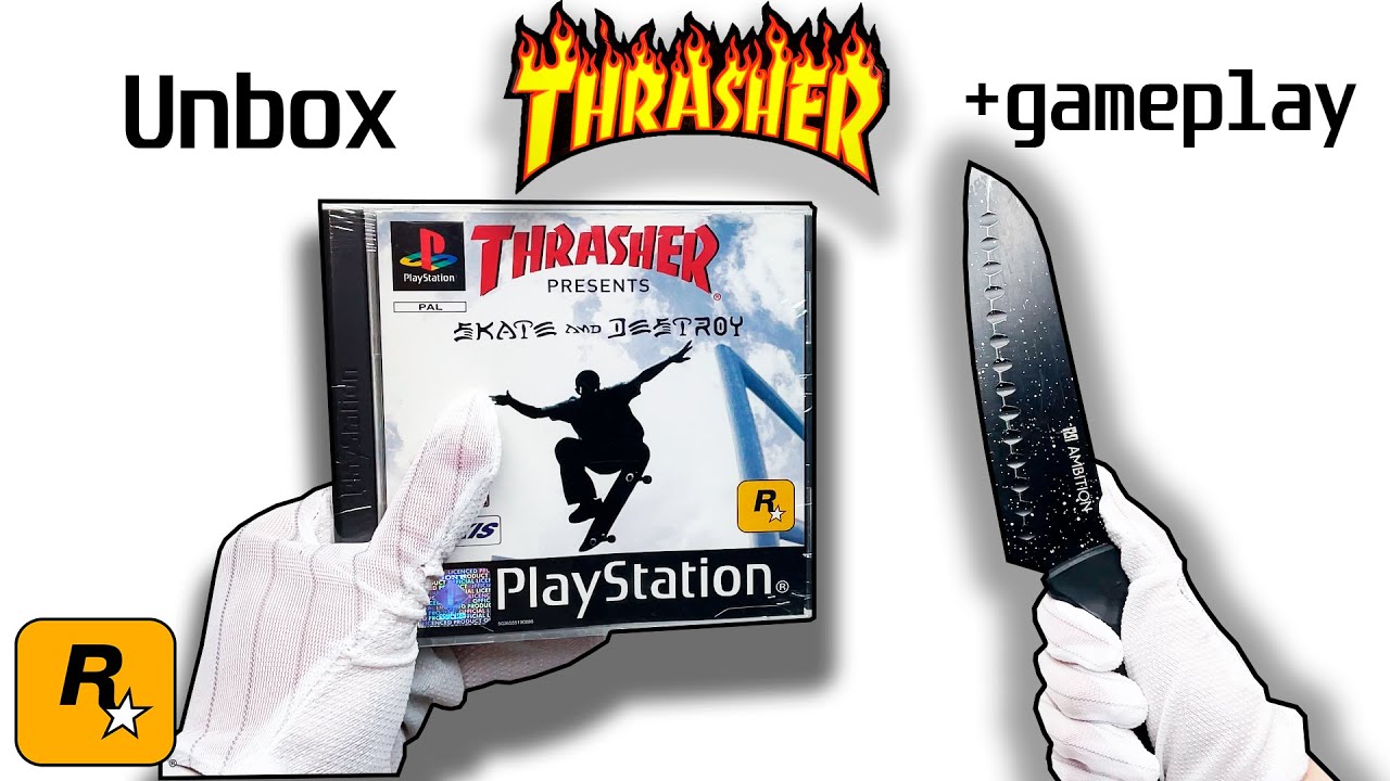 Unboxing Thrasher:Skate and Destroy PS1 RockStar + Gameplay  | RetroUnboxing 4K