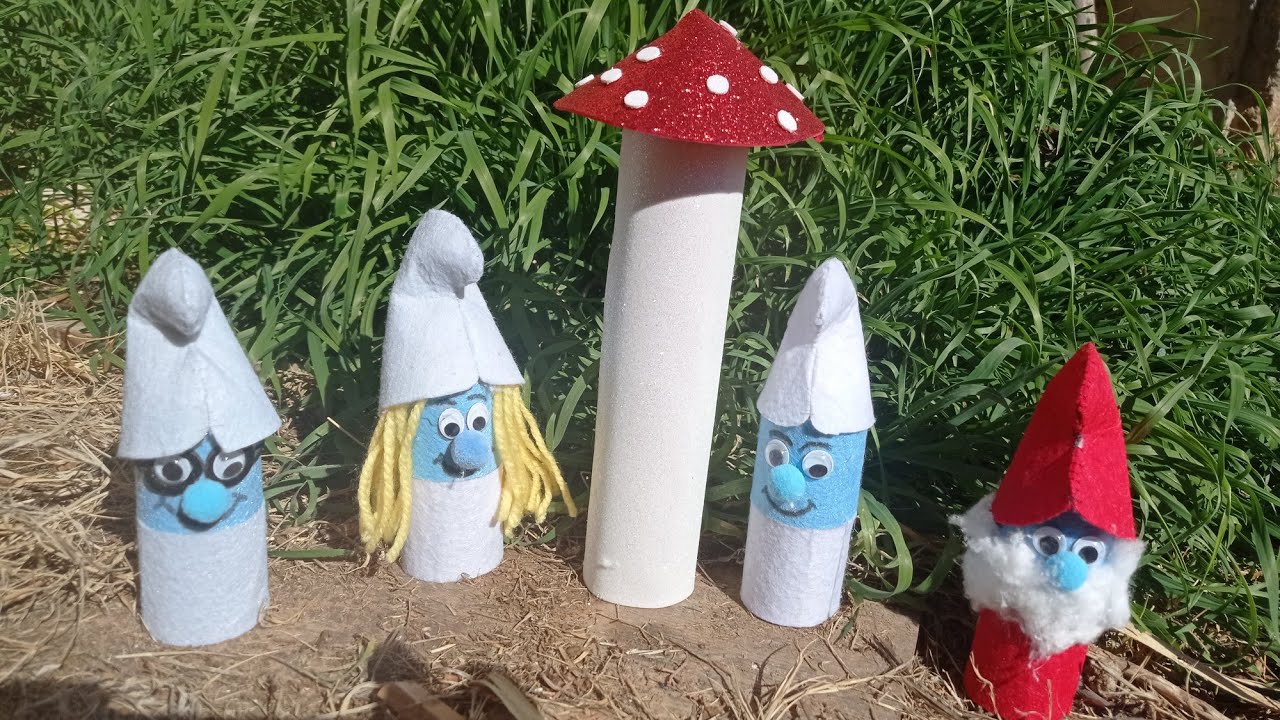 LOS PITUFOS. Manualidades fáciles con rollos de papel higiénico