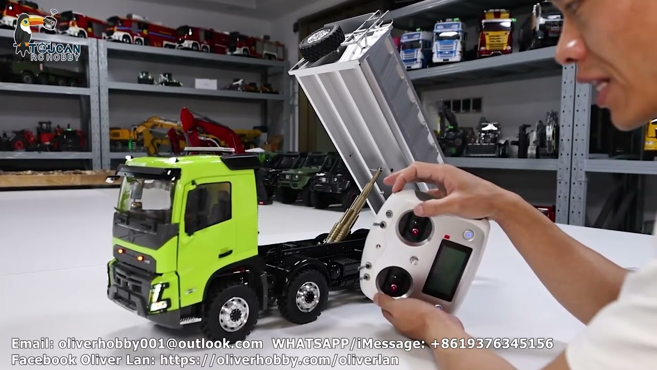 How to operate LESU 8X8 metal chassis RC dumper, see radio settings