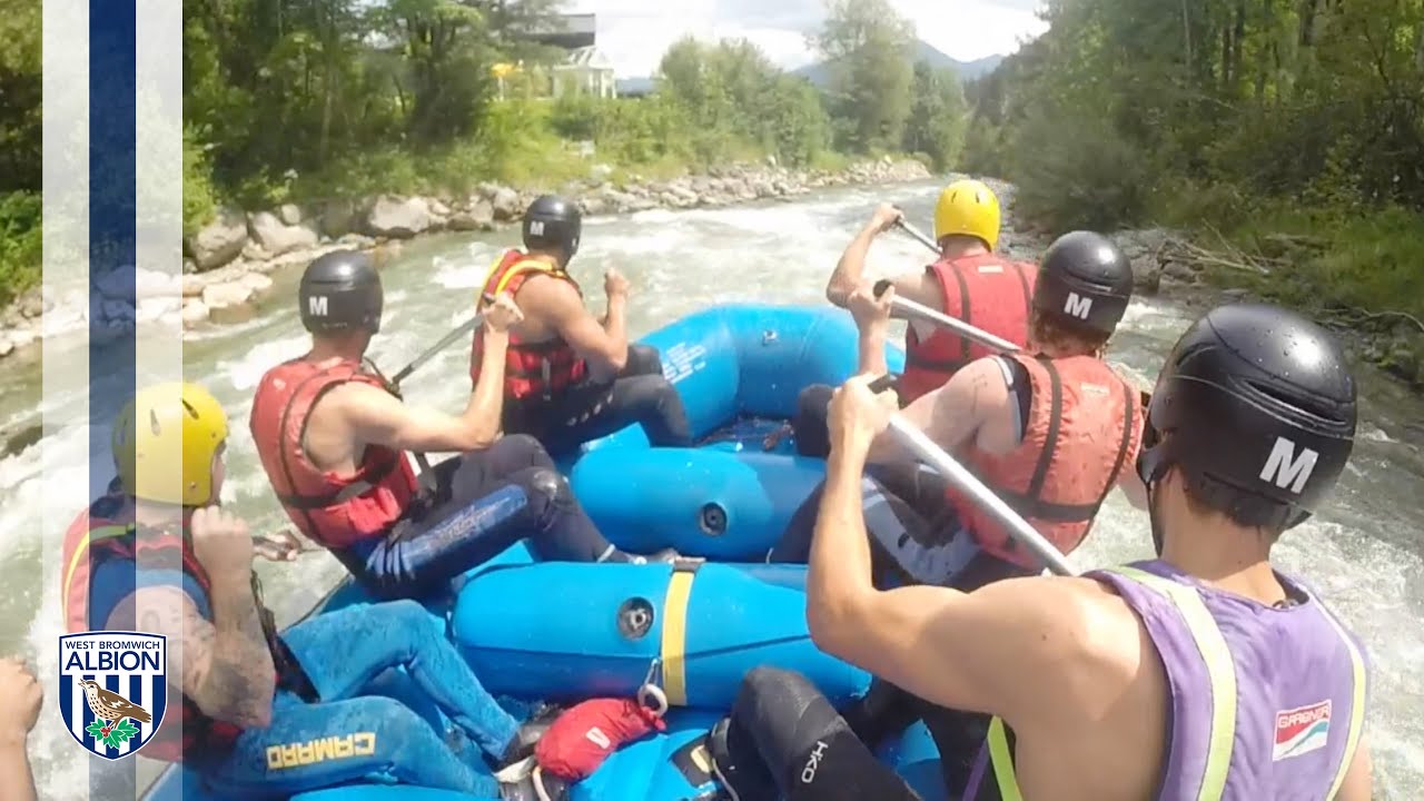 Albion players and staff enjoy white water rafting in Schladming, Austria