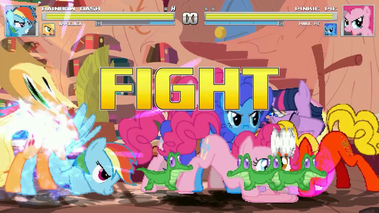 AN Mugen Request #1046: Rainbow Dash, Applejack, Twilight Sparkle, Fluttershy VS Pinkie Pie X4