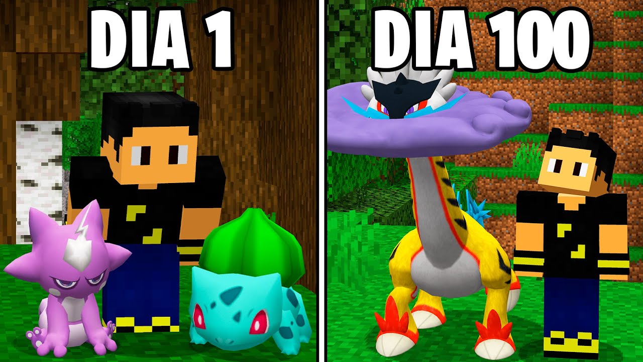 Sobrevivi 100 Dias em Guerra Pokémon no Minecraft Pixelmon - O FILME 2
