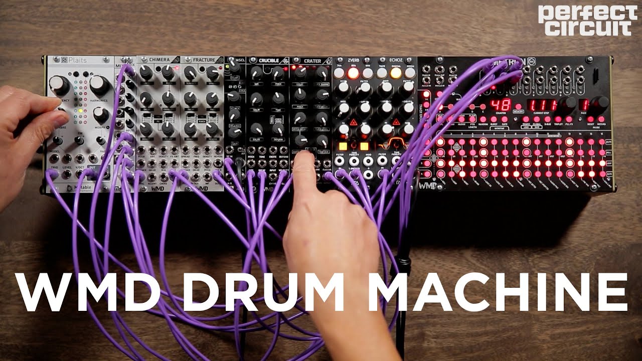 WMD Eurorack Drum Machine With The New Crater Kick Drum + Tiptop Audio Effects Modules