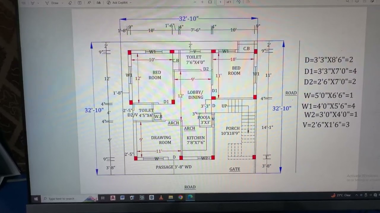 32’10”x32’10” 2BHK House Plan | 1080 Sqft Modern Home Design | Budget Friendly Ghar Plan 🏡