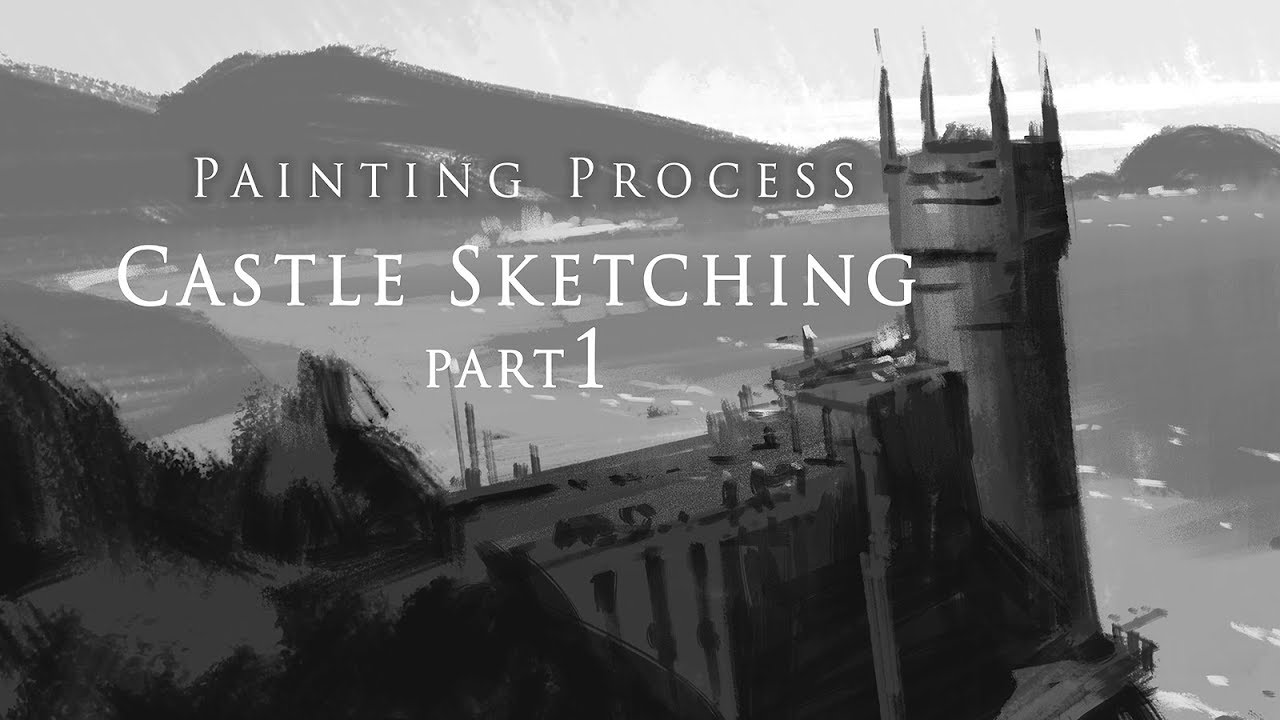 Castle Sketching -Painting Process (Part 1/2)