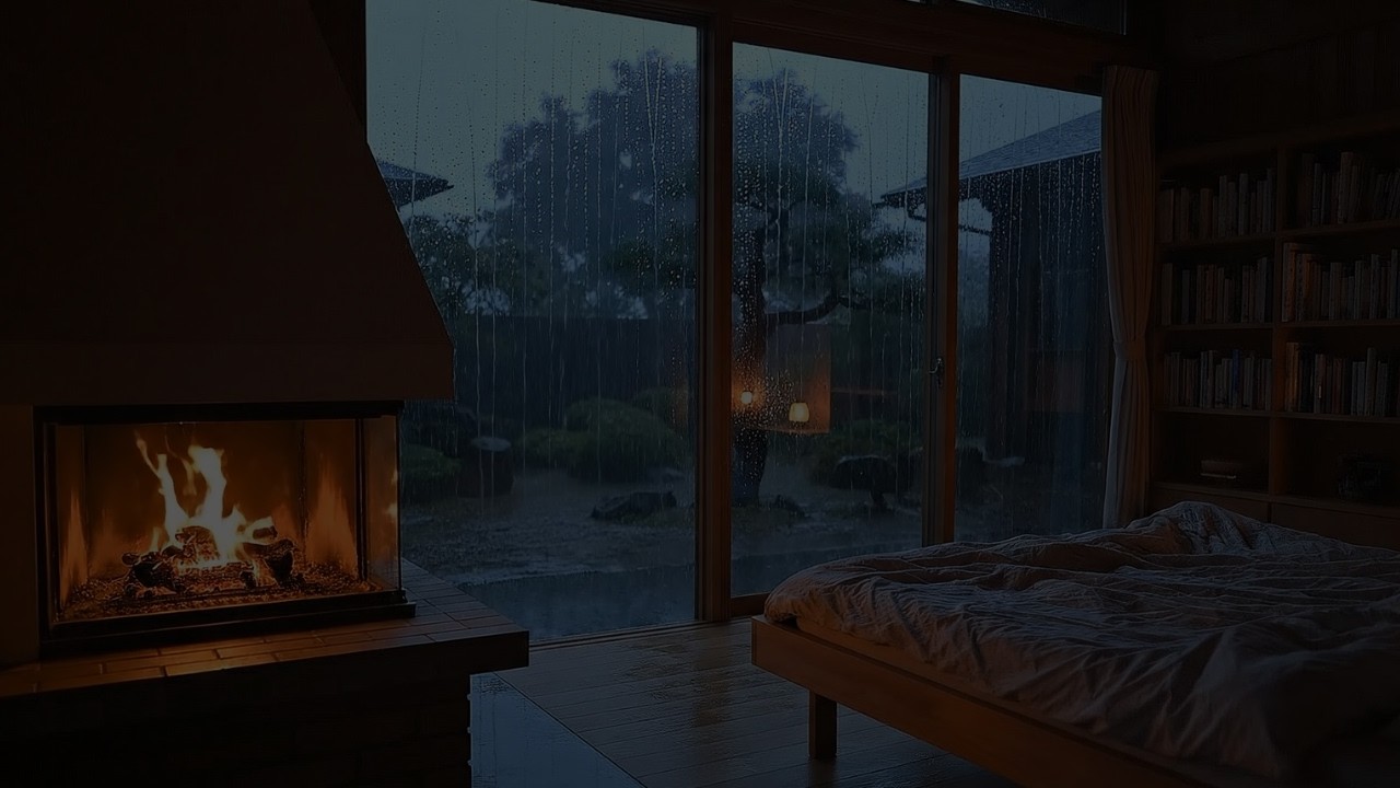 (NO ADS) Gentle Rain & Soft Piano for Seniors 🌧️🎹 Calm Sleep Aid | Fireplace Bedroom ASMR Live