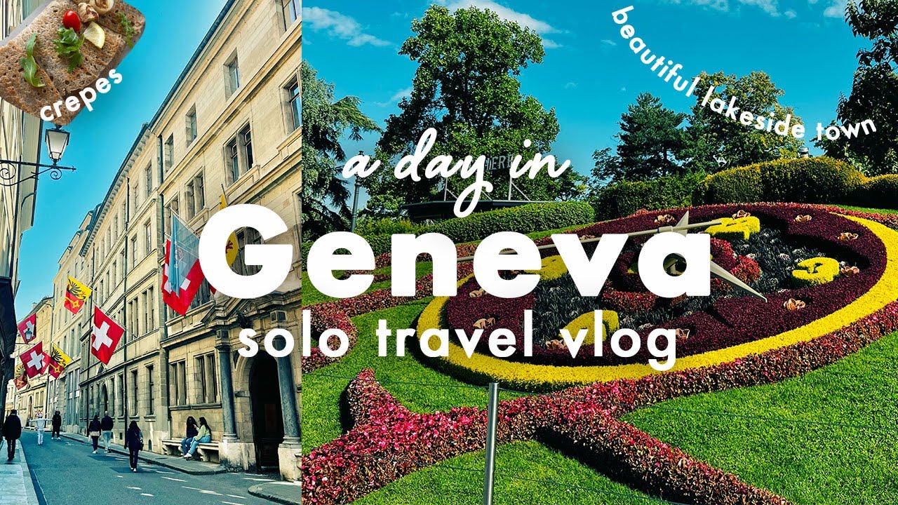 ジュネーブ旅行vlog🇨🇭スイス観光🇨🇭国連、花時計、レマン湖、街歩き、クレープ屋さんでランチ、宿泊で市内交通費は無料！