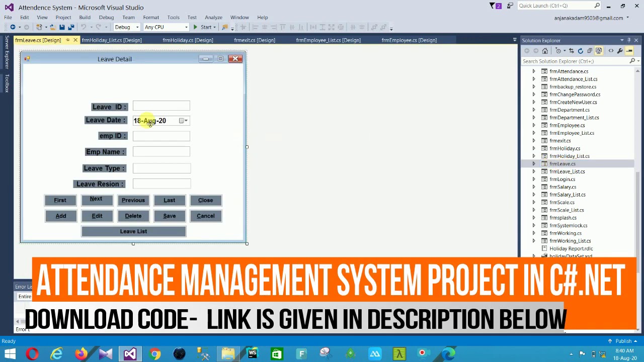 Attendance management system project in c#.net with source code | c#.net projects with source code