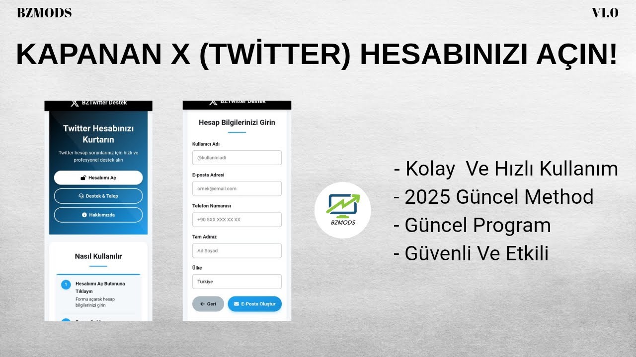 X (Twitter) Hesap Açma 2025 | X (Twitter) Hesap Banı Kaldırma | BZMODS