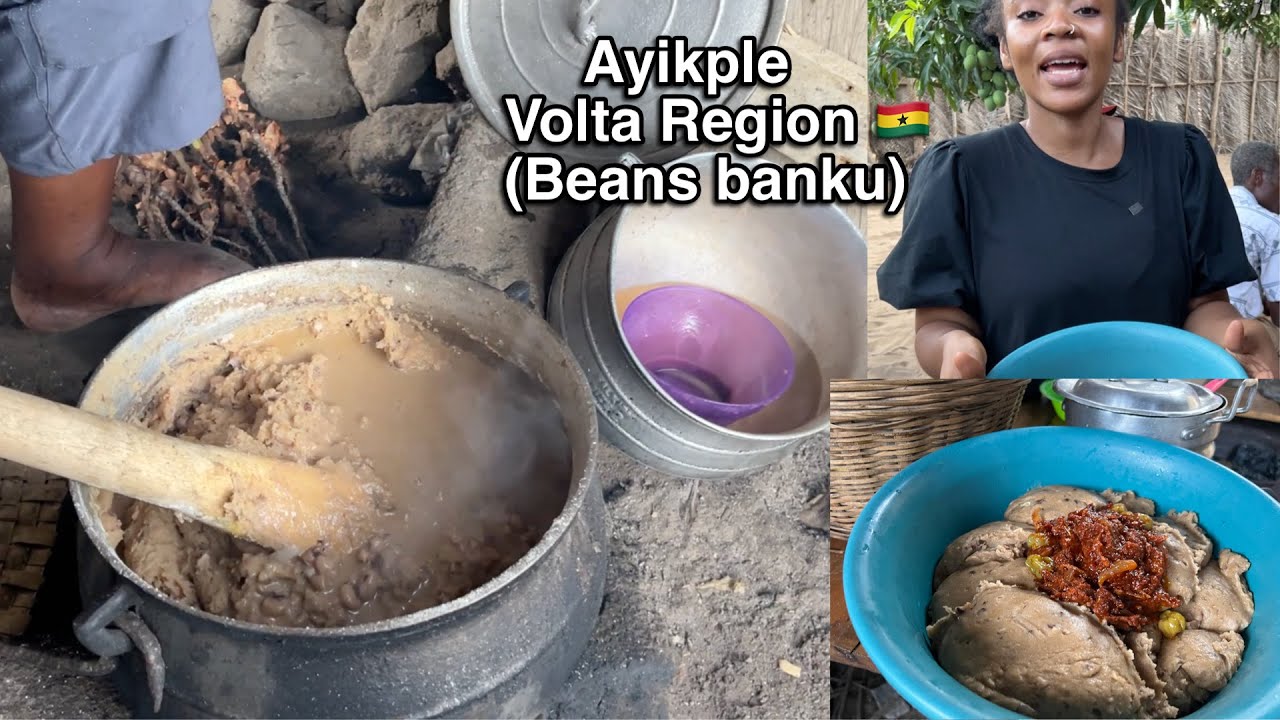 African Village Life || Cooking AYIKPLE (beans + coconut milk banku) Volta Region || Most delicious
